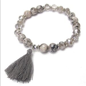 Multi semi precious stone and glass beads bracelet